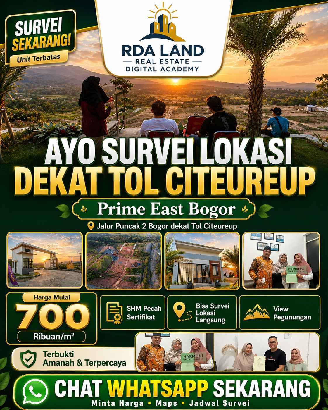 Flyer ayo survei lokasi Prime East Bogor dekat Tol Citeureup